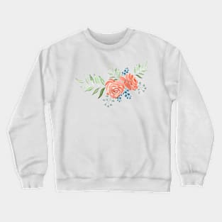 ORANGE PEACH WATERCOLOR ROSE FLOWERS Crewneck Sweatshirt